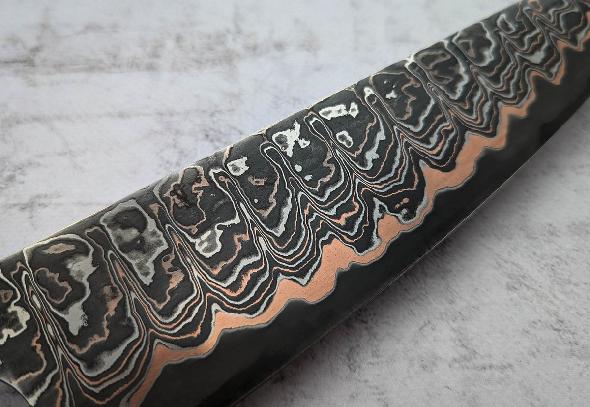 225mm Stainless Mokume Clad Gyuto