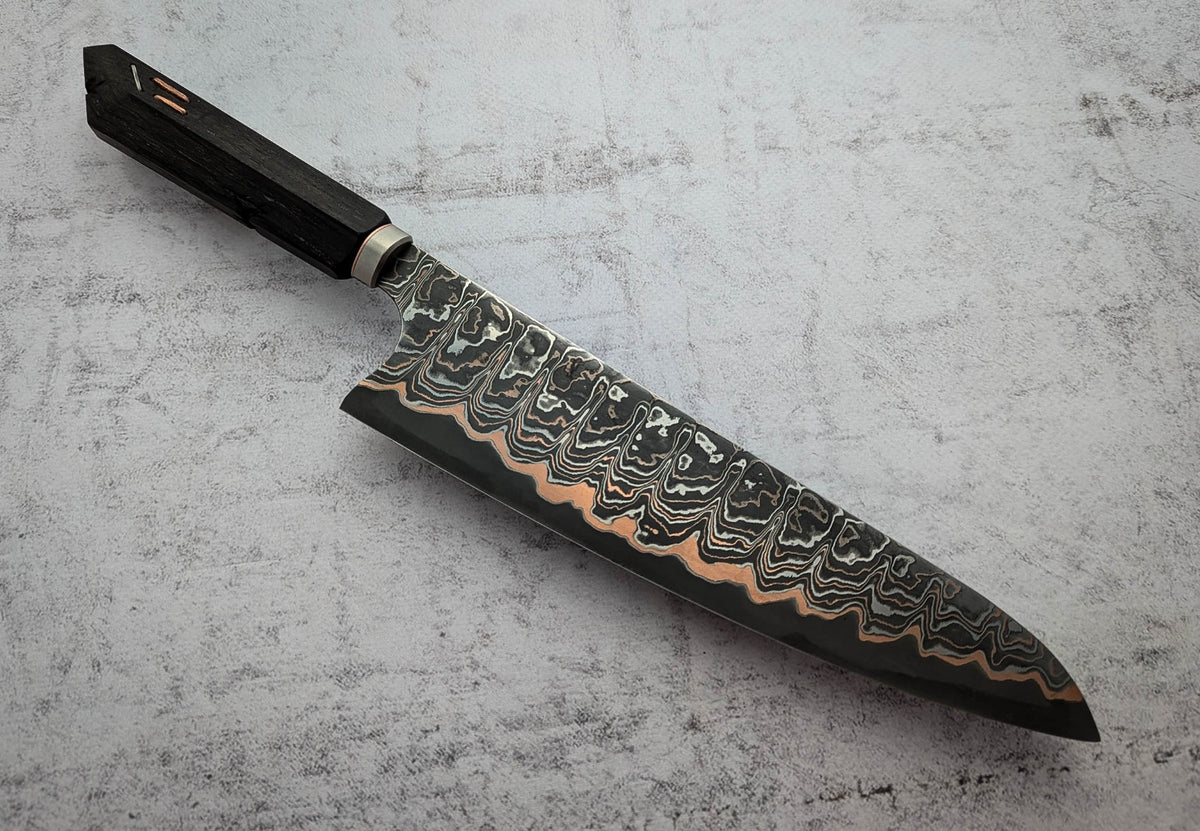 225mm Stainless Mokume Clad Gyuto