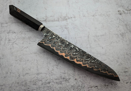 225mm Stainless Mokume Clad Gyuto