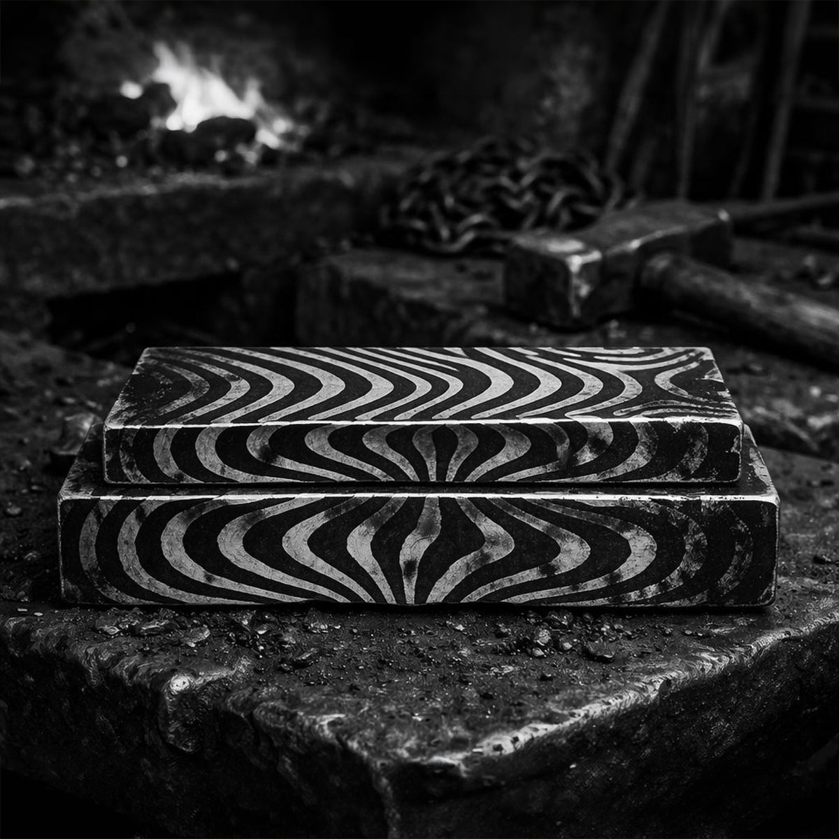 Wavy Carbon Damascus  Forged from W-stack billet